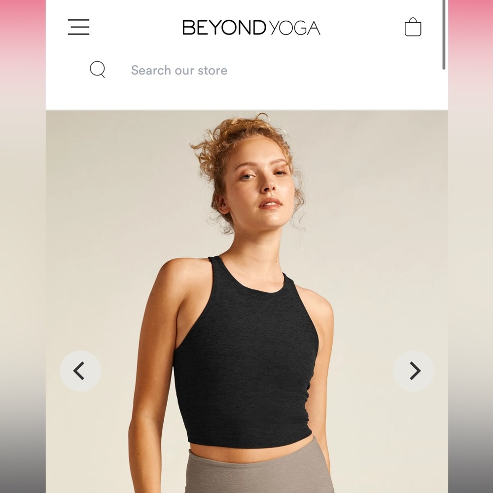Beyond Yoga “Spacedye Refocus Cropped Tank” color darkest night. Size medium.